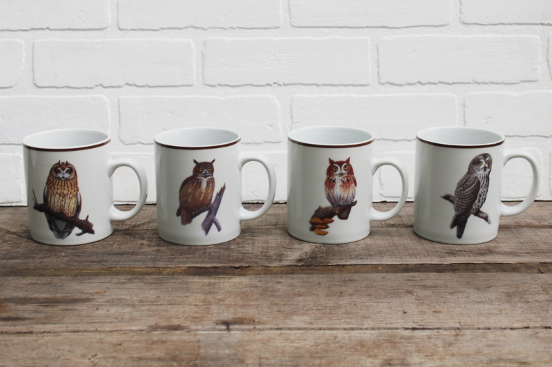 photo of National Wildlife Federation ceramic mugs set different owls natural history bird species  #1