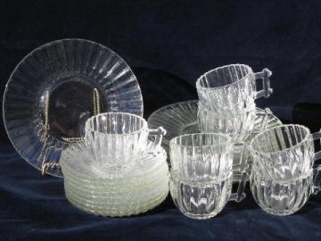 catalog photo of National 'log cabin' pattern 1950s pressed glass dishes, vintage Jeanette