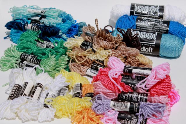 photo of Needloft nylon yarn for plastic canvas, large lot full skeins many colors #1