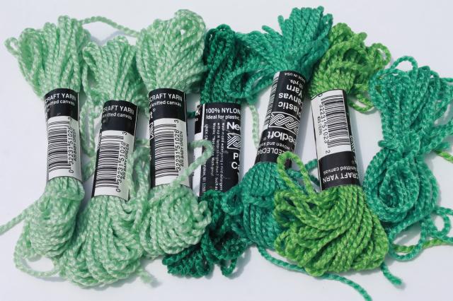 photo of Needloft nylon yarn for plastic canvas, large lot full skeins many colors #10