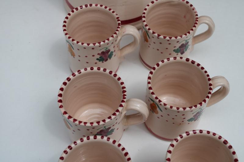 photo of Neiman Marcus vintage Italian pottery pitcher & matching mugs set, hand painted #2