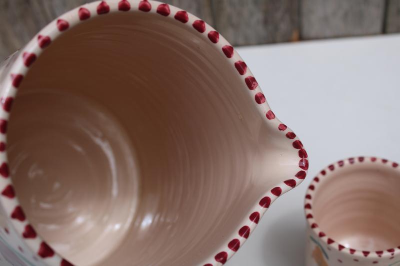 photo of Neiman Marcus vintage Italian pottery pitcher & matching mugs set, hand painted #3