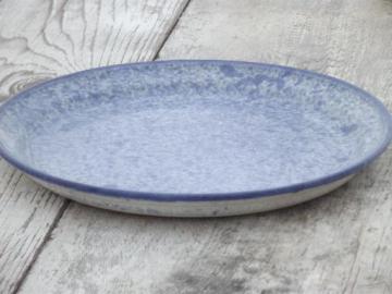 catalog photo of Nelson blue sponge ware stoneware pottery plate, dinner / serving plate