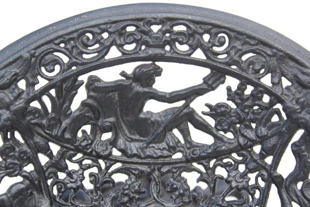 photo of Neptune God of the Sea pattern metal stand or compote, Emig vintage cast iron #2