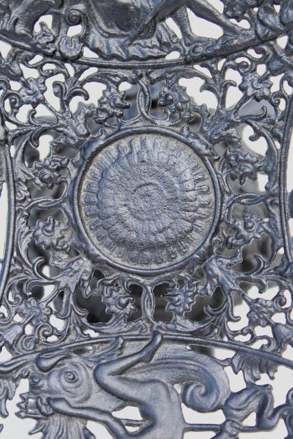 photo of Neptune God of the Sea pattern metal stand or compote, Emig vintage cast iron #5