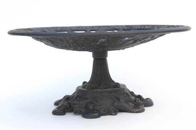 photo of Neptune God of the Sea pattern metal stand or compote, Emig vintage cast iron #6