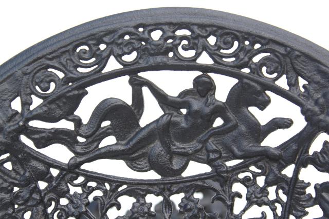 photo of Neptune God of the Sea pattern metal stand or compote, Emig vintage cast iron #9