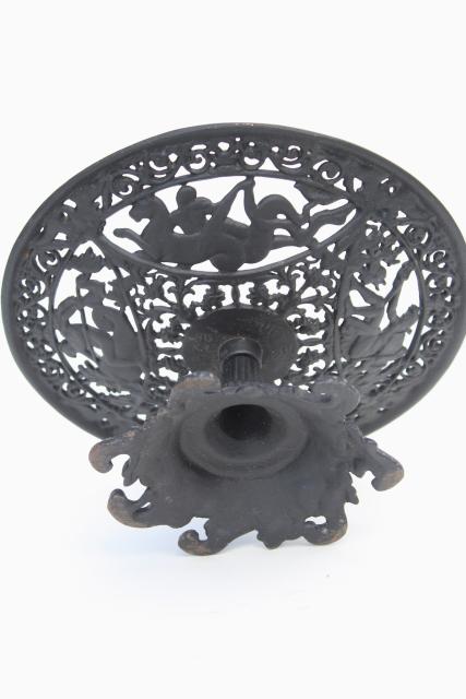 photo of Neptune God of the Sea pattern metal stand or compote, Emig vintage cast iron #11