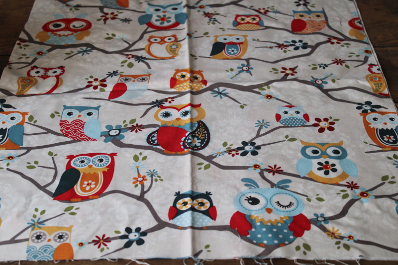 photo of Nested Owls Adorn It retro print modern cotton quilting fabric, mod owl design #1