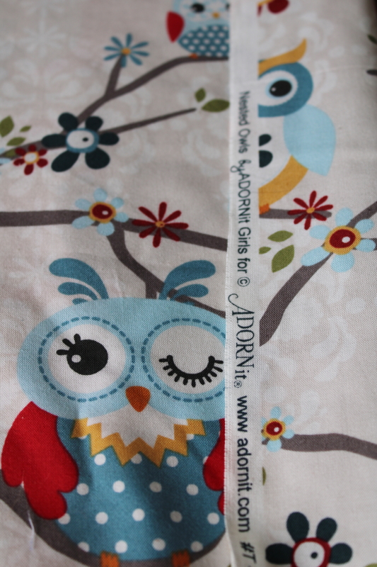 Nested Owls Adorn It retro print modern cotton quilting fabric, mod owl ...