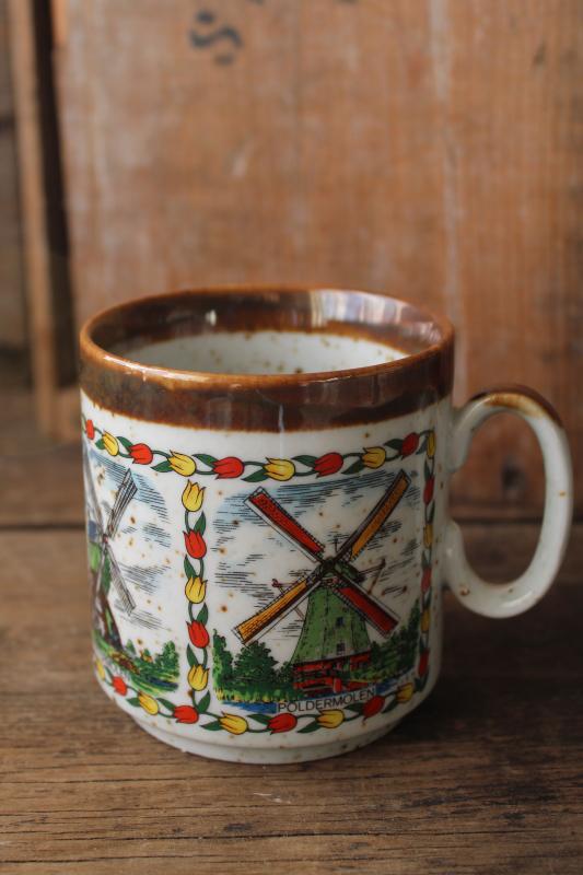 photo of Netherlands souvenir mug, types of Dutch windmills water mill, grain mill #1