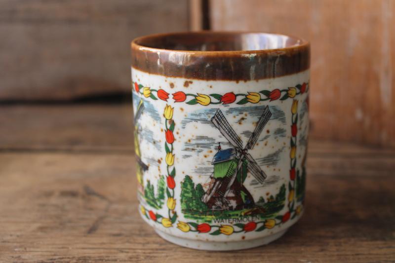 photo of Netherlands souvenir mug, types of Dutch windmills water mill, grain mill #2