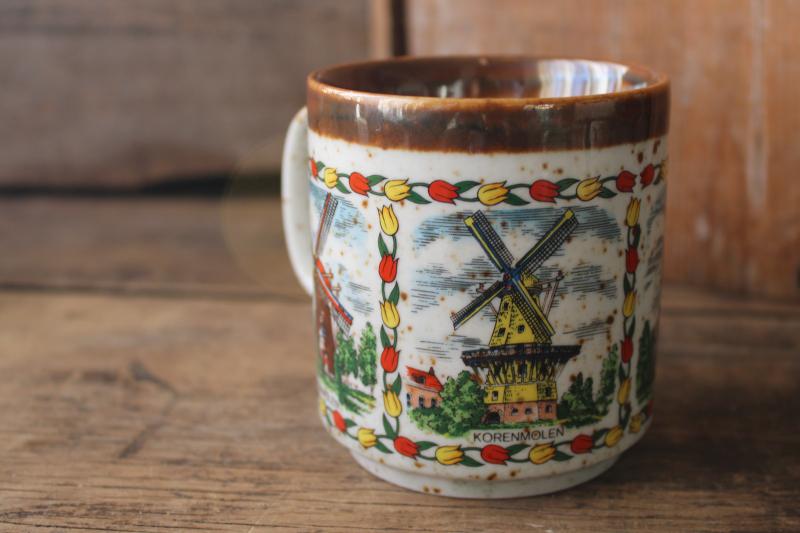 photo of Netherlands souvenir mug, types of Dutch windmills water mill, grain mill #3