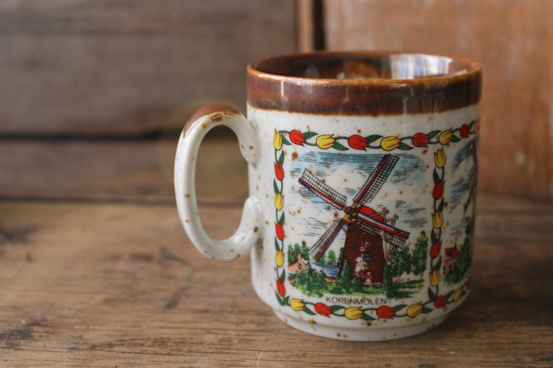 photo of Netherlands souvenir mug, types of Dutch windmills water mill, grain mill #4