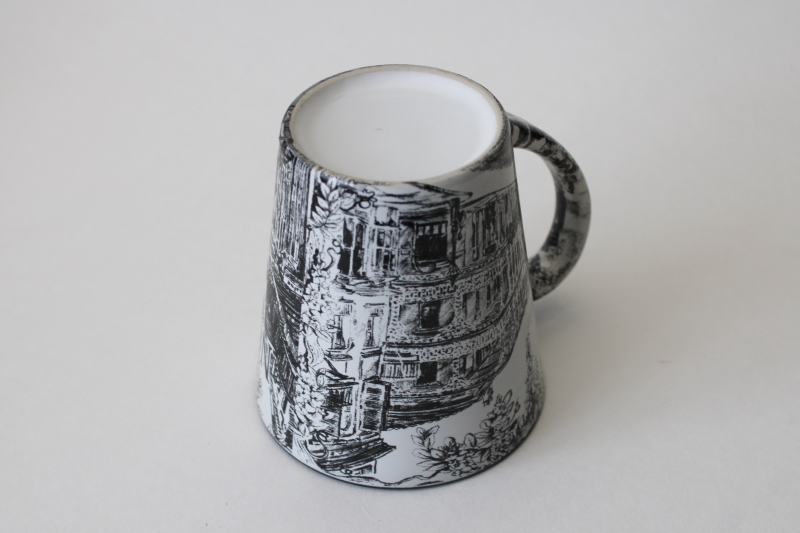 photo of New Orleans coffee mug, black & white print engraving French Quarter street scene  #3