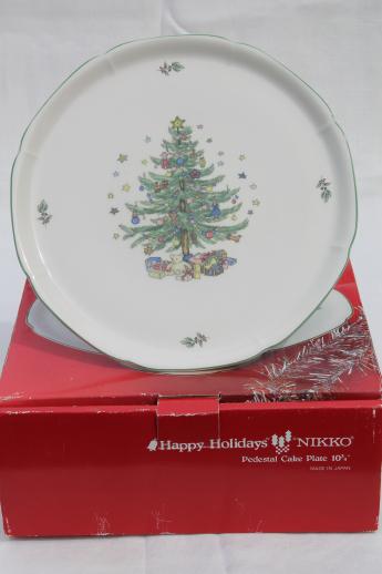 photo of Nikko Happy Holidays china pedestal cake plate, Christmas tree pattern cake stand #2