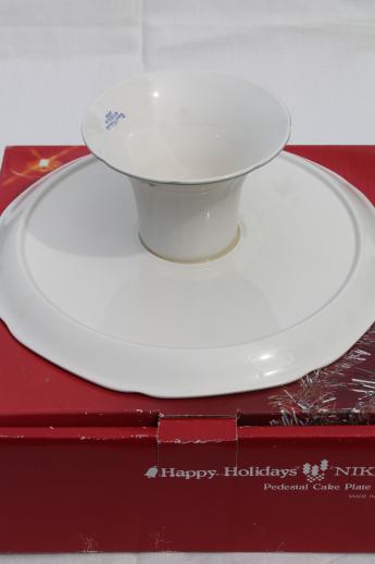 photo of Nikko Happy Holidays china pedestal cake plate, Christmas tree pattern cake stand #4