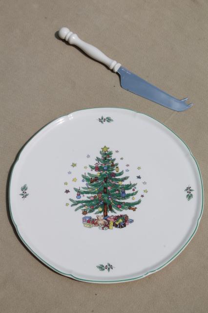 photo of Nikko Japan Christmastime Christmas tree cheese plate & server knife set #2