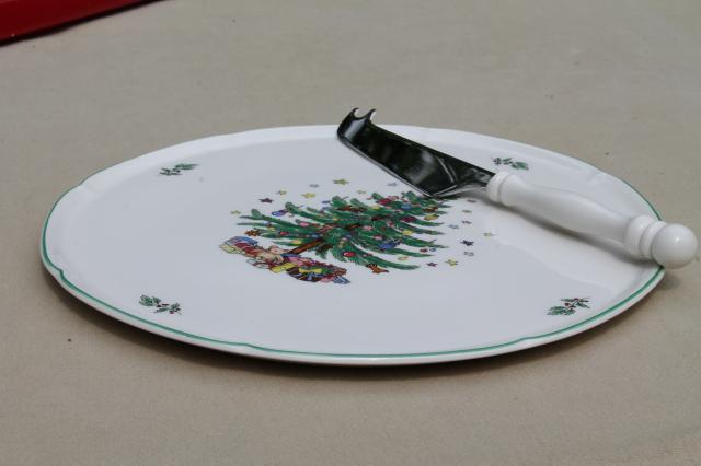 photo of Nikko Japan Christmastime Christmas tree cheese plate & server knife set #4