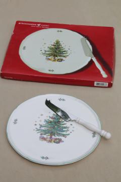 catalog photo of Nikko Japan Christmastime Christmas tree cheese plate & server knife set