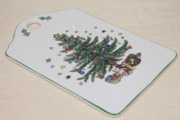 catalog photo of Nikko Japan Happy Holidays Christmas tree china cheese & cracker board