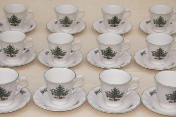 catalog photo of Nikko Japan Happy Holidays Christmas tree china vintage cups & saucers set for 12