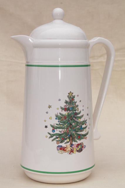 photo of Nikko Japan Happy Holidays Christmas tree plastic thermos insulated carafe pitcher #1