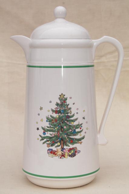 photo of Nikko Japan Happy Holidays Christmas tree plastic thermos insulated carafe pitcher #3