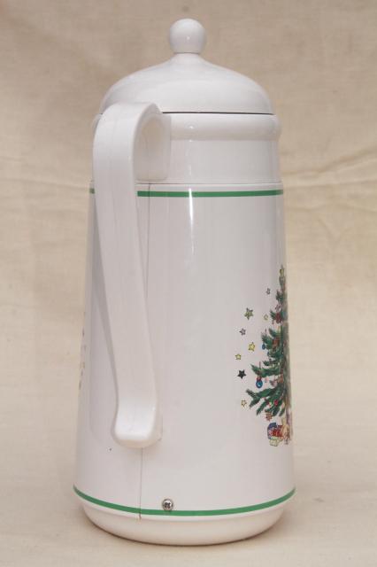 photo of Nikko Japan Happy Holidays Christmas tree plastic thermos insulated carafe pitcher #4