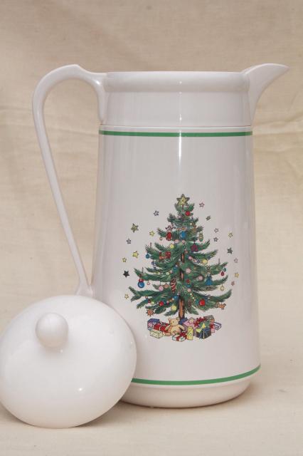 photo of Nikko Japan Happy Holidays Christmas tree plastic thermos insulated carafe pitcher #5