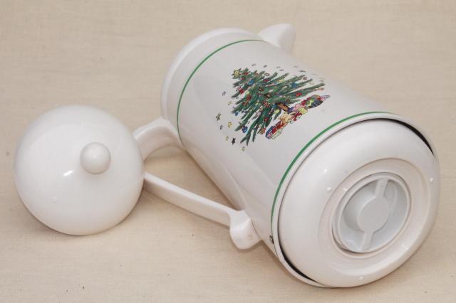 photo of Nikko Japan Happy Holidays Christmas tree plastic thermos insulated carafe pitcher #9