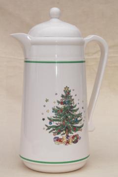 catalog photo of Nikko Japan Happy Holidays Christmas tree plastic thermos insulated carafe pitcher