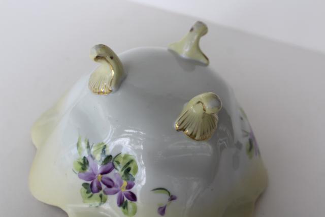 photo of Nippon vintage Japan hand painted china bowl, gold moriage & violets floral #4