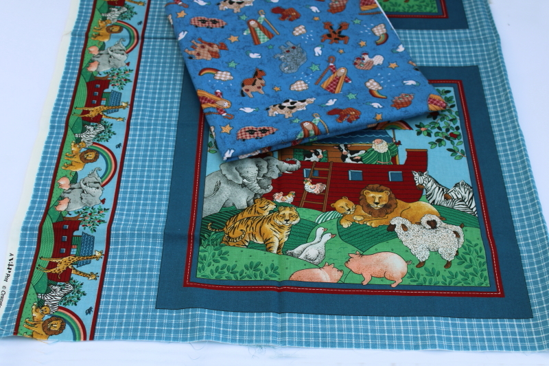 photo of Noah's ark prints 1990s vintage fabric, small print and large blocks panel VIP Cranston  #1
