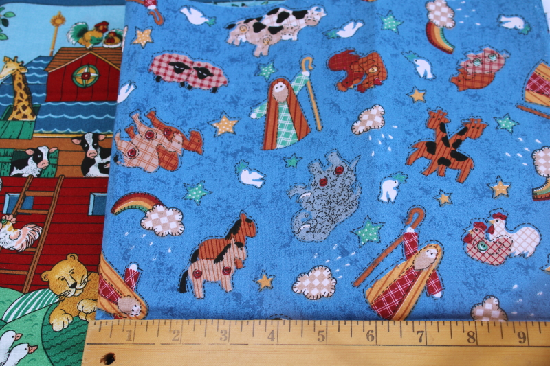 photo of Noah's ark prints 1990s vintage fabric, small print and large blocks panel VIP Cranston #4