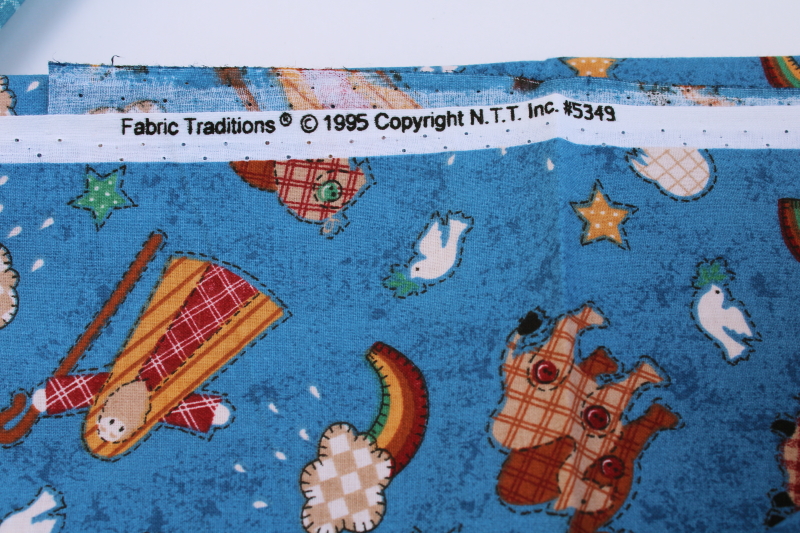 photo of Noah's ark prints 1990s vintage fabric, small print and large blocks panel VIP Cranston #5