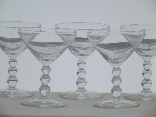 photo of Nob Hill vintage Libbey glasses, bubble bead stem champagne glasses #1