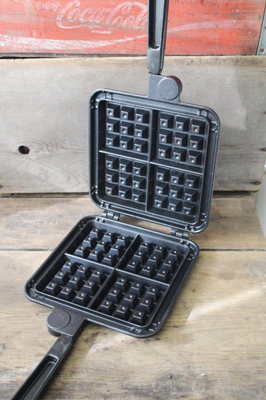 photo of Nordic Ware Belgian Waffler, vintage stove top waffle iron for large square waffles #4