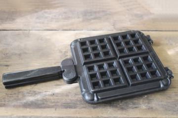 photo of Nordic Ware Belgian Waffler, vintage stove top waffle iron for large square waffles