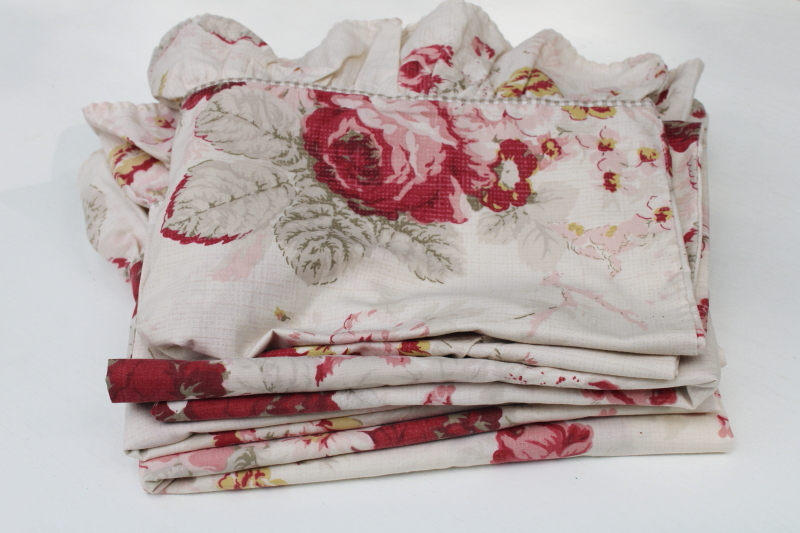 photo of Norfolk Rose floral print vintage Waverly Garden Room cotton poly pillowcases, lot of two pairs  #2