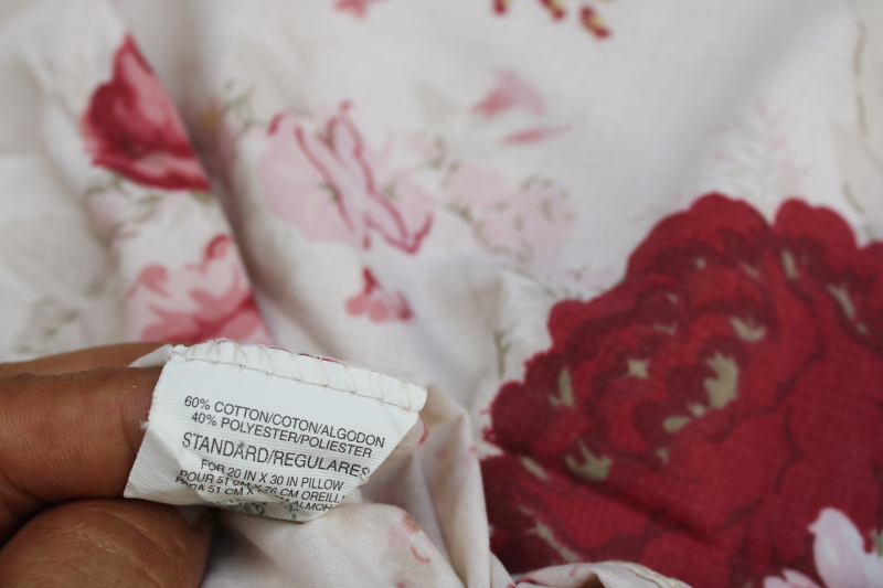 photo of Norfolk Rose floral print vintage Waverly Garden Room cotton poly pillowcases, lot of two pairs  #8