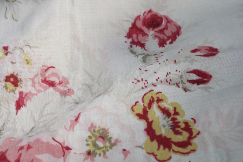photo of Norfolk Rose floral print vintage Waverly Garden Room cotton poly pillowcases, lot of two pairs  #9