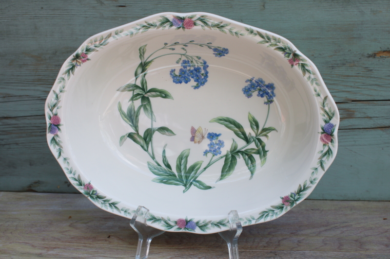 photo of Noritake Conservatory pattern china oval bowl, 90s vintage floral cottage chic #1