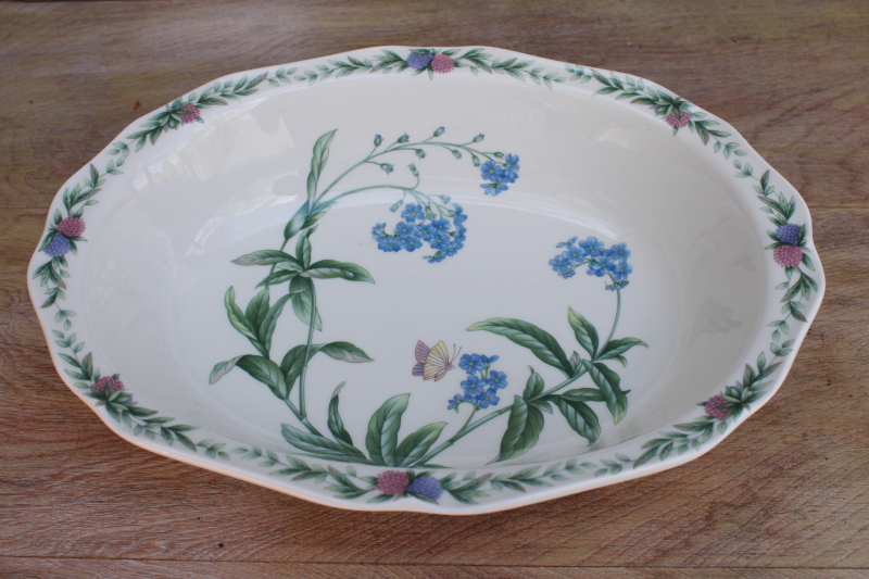 photo of Noritake Conservatory pattern china oval bowl, 90s vintage floral cottage chic #2