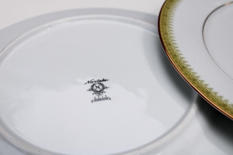 photo of Noritake Jennifer pattern china dinner plates, N backstamp mark 1970s vintage #3