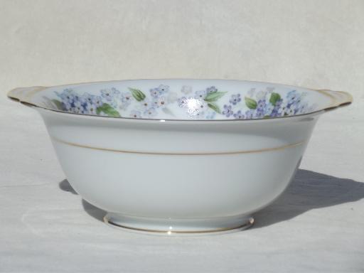 photo of Noritake Ramona china cereal or sauce bowl w/ tiny blue & white flowers #1