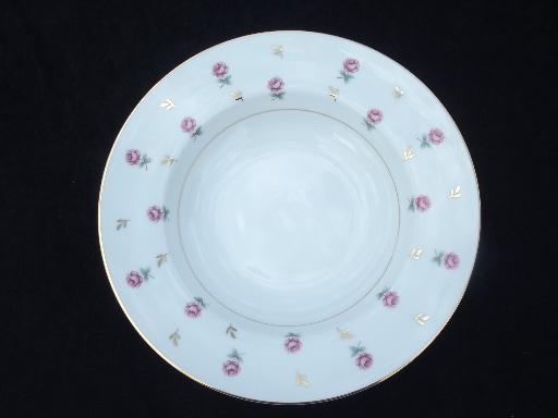 photo of Noritake Rosalie rosebud chintz border china soup plates, 6 rimmed bowls #3