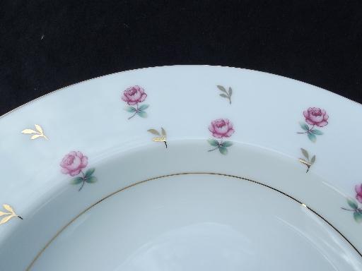 photo of Noritake Rosalie rosebud chintz border china soup plates, 6 rimmed bowls #5
