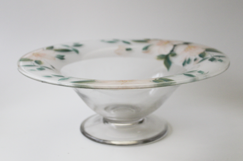 photo of Noritake azalea floral vintage hand painted glass comport bowl made to match china set #4