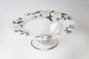 catalog photo of Noritake azalea floral vintage hand painted glass comport bowl made to match china set